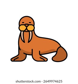 ícone de linha de cor walrus para projetos digitais e de impressão. Animais árticos. Ícones mínimos de limpeza para aplicativos e sites. Ícones simples modernos para UI UX e branding