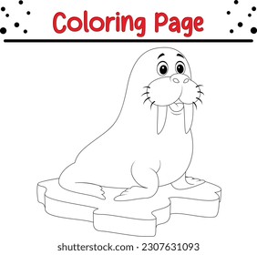 walrus coloring page for kids. sea animal coloring book for kids