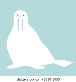 Walrus design background. Vector flat cute template, simple minimal illustration