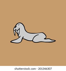 Walrus drawing cartoon character vector