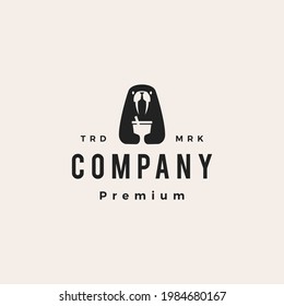 walrus drink cup hipster vintage logo vector icon illustration