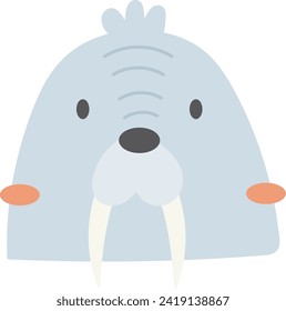 Walrus Face Cartoon Vector Illustration