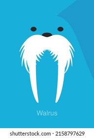 Walrus Face Icon, Vector Illustration