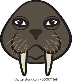Walrus Face Icon - Vector Illustration
