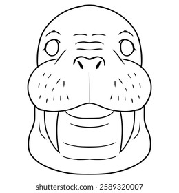 walrus face illustration hand drawn outline vector