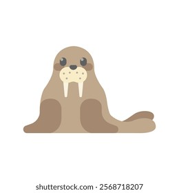 Walrus flat icon. Colorful vector illustration of a walrus with tusks. Suitable for wildlife, Arctic animals, marine life, or nature concepts. Ideal for apps and websites.