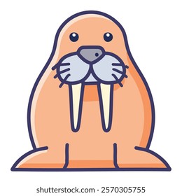 Walrus flat icon. Sea animal vector illustration isolated on white background. Sea animal gradient style design, designed for web and app.