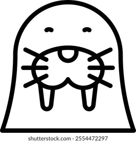 walrus icon illustration design with outline, this is not made from any AI generation