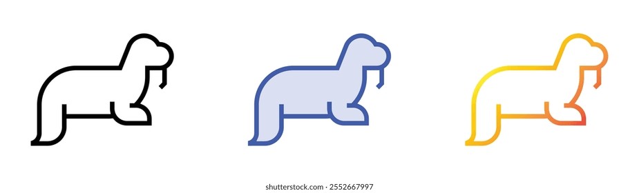 walrus icon. Linear, Blue Fill and Gradient Style Design Isolated On White Background