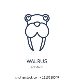 Walrus icon. Walrus linear symbol design from Animals collection. Simple outline element vector illustration on white background.