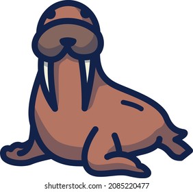 Walrus illustration icon design flat animals