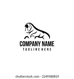 Walrus logo design icon. Walrus logo design inspiration. Artic animal logo design template. Animal symbol logotype. Walrus symbol silhouette.