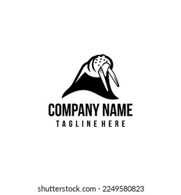Walrus logo design icon. Walrus logo design inspiration. Artic animal logo design template. Animal symbol logotype. Walrus symbol silhouette.