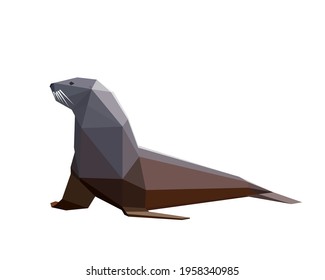 walrus low poly images. Polygon logo animal vector illustration