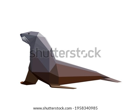 walrus low poly images. Polygon logo animal vector illustration