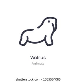 walrus outline icon. isolated line vector illustration from animals collection. editable thin stroke walrus icon on white background