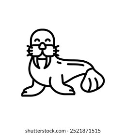 Icono de contorno de morsa, Ilustración vectorial