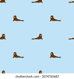 Walrus pattern seamless. sea cow background. Baby fabric ornament