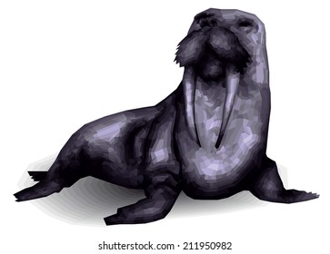 Walrus, polygon design, vector illustration