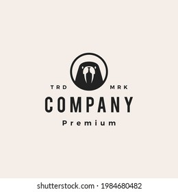walrus round emblem hipster vintage logo vector icon illustration