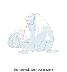 Walrus or seal continuous line. Single line vector illustration