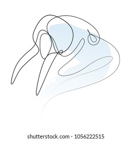 Walrus or seal portrait continuous line. Single line vector illustration