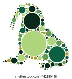 walrus shape vector design by color point