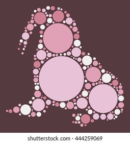 walrus shape vector design by color point