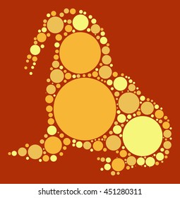 walrus shape vector design by color point