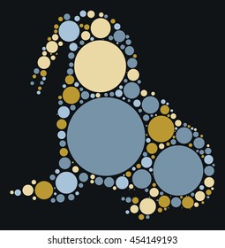 walrus shape vector design by color point