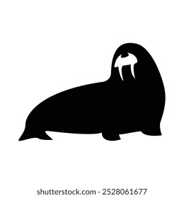 walrus silhouette design. aquatic animal sign and symbol.