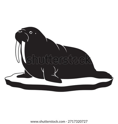 Walrus Silhouette Vector Icon on Ice Graphic Design