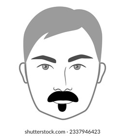 Walrus with Soul Patch Beard style men in face illustration Facial hair mustache. Vector grey black portrait male Fashion template flat barber collection set. Stylish hairstyle isolated outline