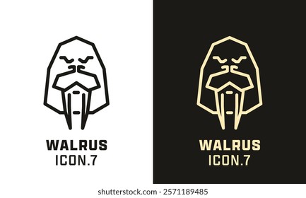 Walrus stylized head geometric line icon