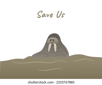 walrus vector for global warming campaign