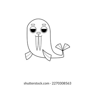 Walrus vector isolated outline icon. Walrus animal vector icon. Walrus icon 