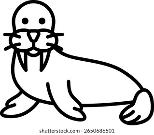 Walrus Vector Line Icon Illustration