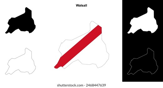 Walsall blank outline map set