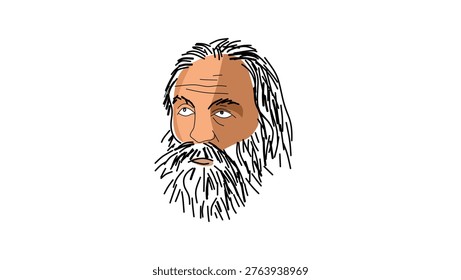 Walt Whitman portrait, flat vector illustration