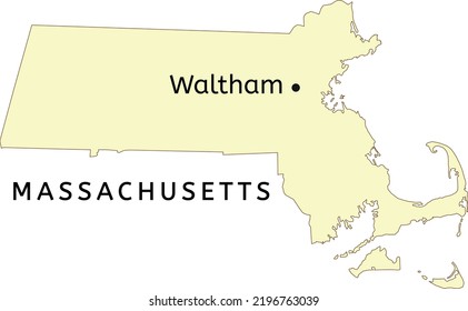 Waltham City Location On Massachusetts Map