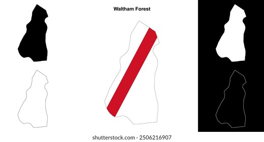 Conjunto de mapa de contorno en blanco de Waltham Forest