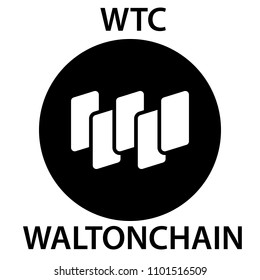 WaltonChain Coin cryptocurrency blockchain icon. Virtual electronic, internet money or cryptocoin symbol, logo