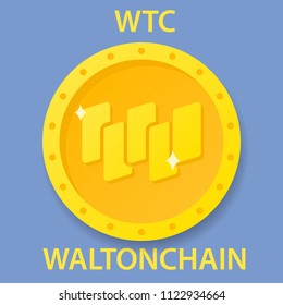 WaltonChain Coin cryptocurrency blockchain icon. Virtual electronic, internet money or cryptocoin symbol, logo