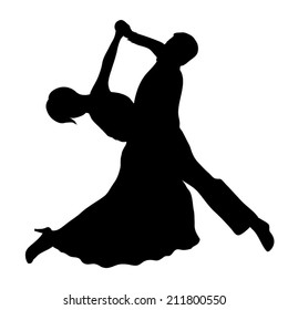 waltz. Dancing couple silhouette
