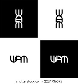 conjunto de diseño del logotipo inicial del monograma de la marca Wam