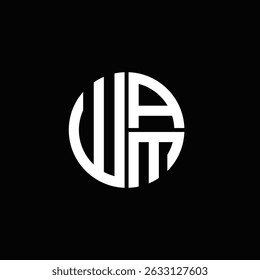 Logotipo WAM Ícone WAM Monograma WAM Letra WAM minimalista Círculo plano Design de logotipo abstrato moderno exclusivo.
