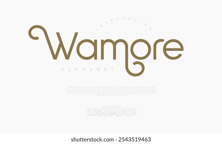 Wamore tipografia beleza moda elegante minimalista serif italic fontes decorativos casamento vintage retro logos. Logotipo de fonte de luxo mínimo alfabeto. Ilustração vetorial