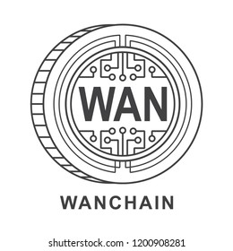 wan chain coin  Cryptocurrency  icon outline