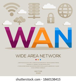 WAN mean (Wide Area Network) Computer and Internet acronyms ,letters and icons ,Vector illustration.
