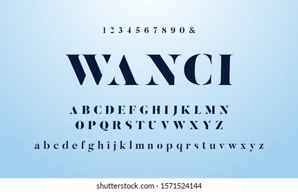 Wanci: Decorative serif font set. A to z design typography. Vector illustration.